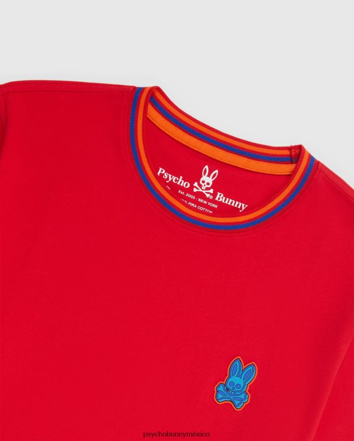camiseta de moda de bancos para hombre rojo rubíR46422123 Psycho Bunny