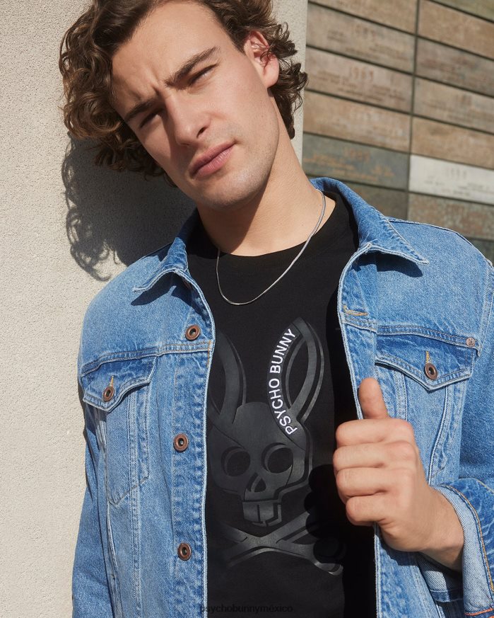 camiseta estampada de sarga para hombre negroR46422132 Psycho Bunny