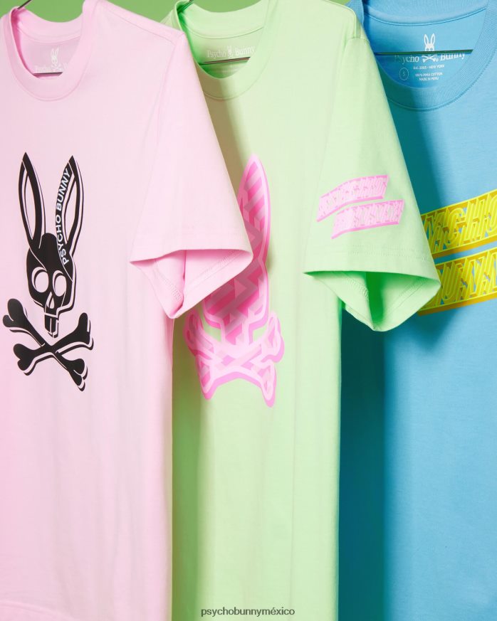 camiseta estampada de sarga para hombre rosa puroR46422145 Psycho Bunny