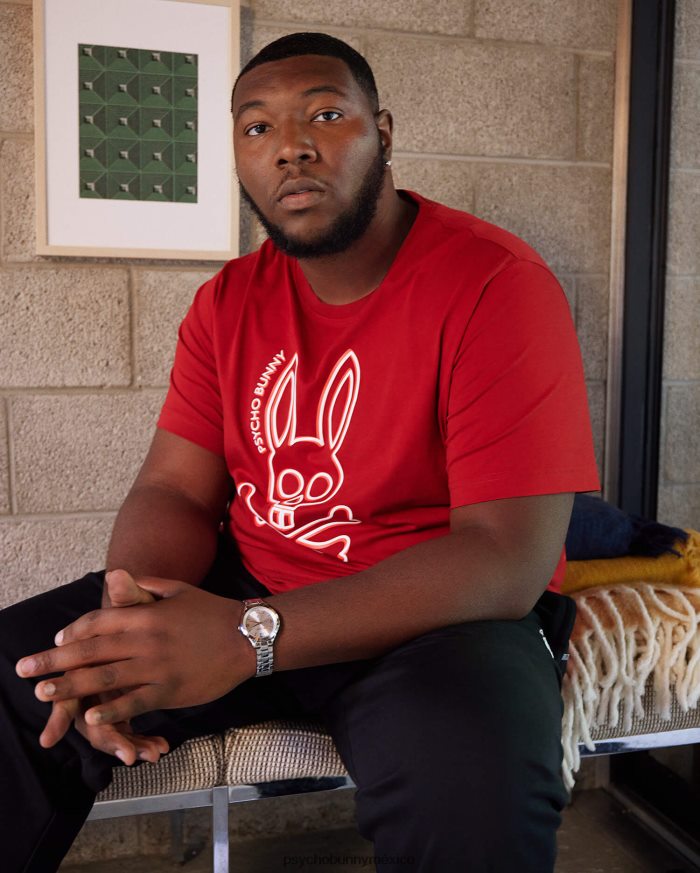 camiseta gráfica de alta densidad gresham grande y alto para hombre río rojoR46422438 Psycho Bunny