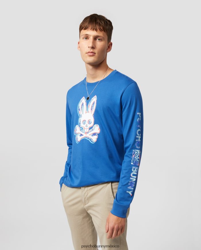 camiseta gráfica de manga larga meyer para hombre azul niloR46422203 Psycho Bunny