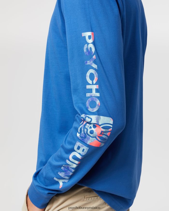 camiseta gráfica de manga larga meyer para hombre azul niloR46422203 Psycho Bunny