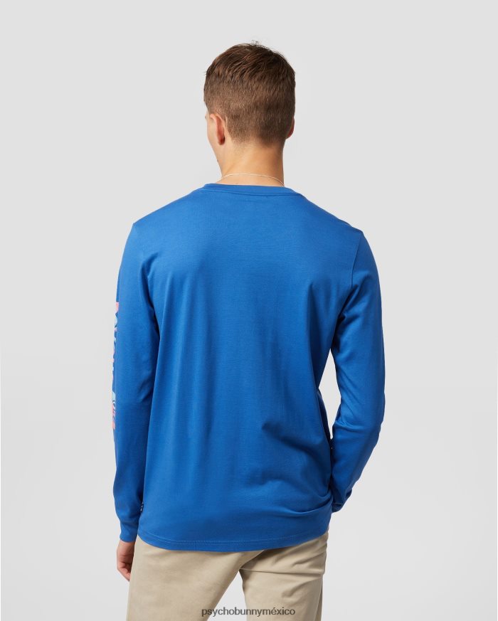 camiseta gráfica de manga larga meyer para hombre azul niloR46422203 Psycho Bunny