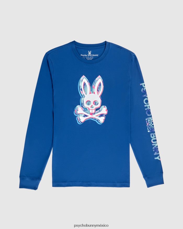 camiseta gráfica de manga larga meyer para hombre azul niloR46422203 Psycho Bunny