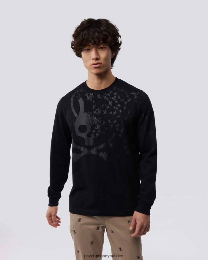 camiseta gráfica de manga larga mullen para hombre negroR46422126 Psycho Bunny