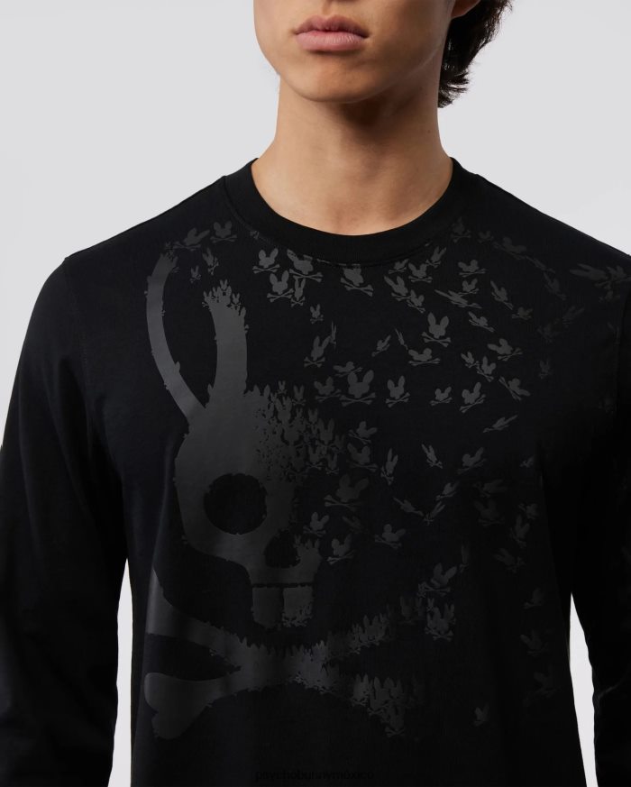camiseta gráfica de manga larga mullen para hombre negroR46422126 Psycho Bunny