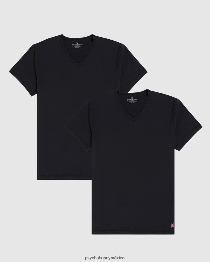 ropa interior para hombre paquete de 2 camisetas con cuello en v negroR46422748 Psycho Bunny