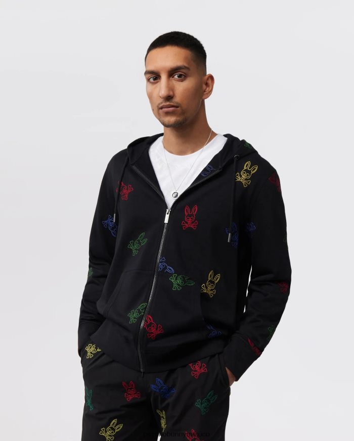 sudadera con capucha y cremallera con bordado de ligón para hombre negroR46422314 Psycho Bunny