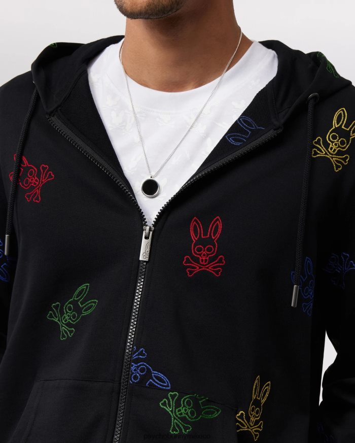 sudadera con capucha y cremallera con bordado de ligón para hombre negroR46422314 Psycho Bunny
