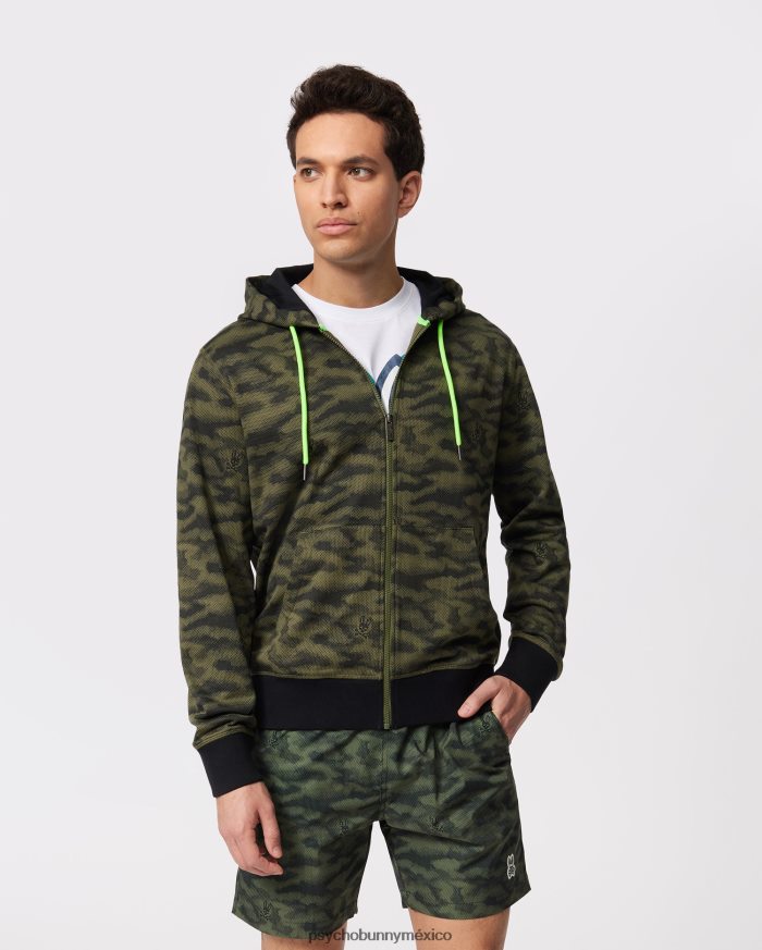 sudadera con capucha y cremallera de camuflaje rockaway para hombre oliva oscuroR46422367 Psycho Bunny