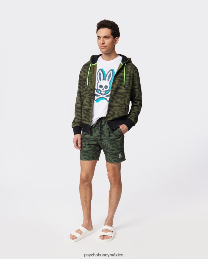 sudadera con capucha y cremallera de camuflaje rockaway para hombre oliva oscuroR46422367 Psycho Bunny
