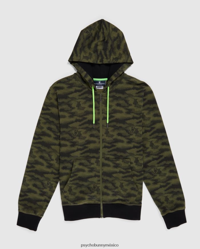 sudadera con capucha y cremallera de camuflaje rockaway para hombre oliva oscuroR46422367 Psycho Bunny