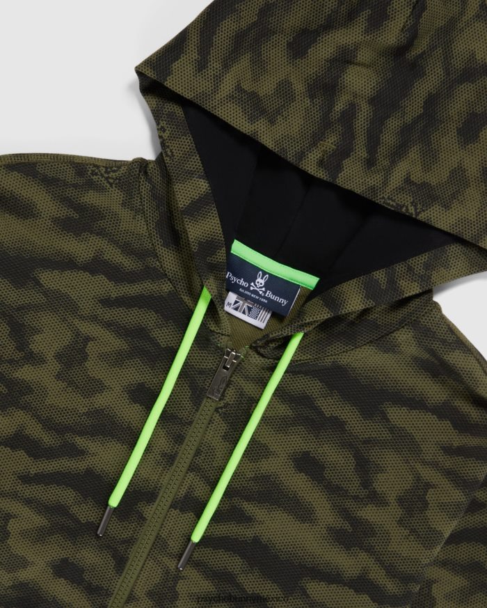 sudadera con capucha y cremallera de camuflaje rockaway para hombre oliva oscuroR46422367 Psycho Bunny