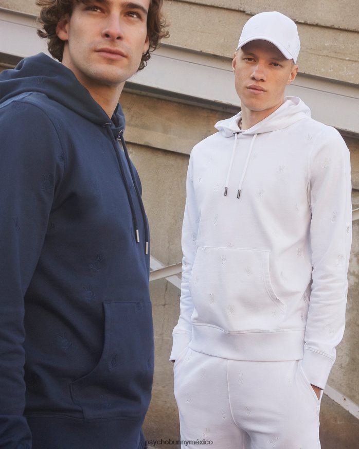 sudadera con capucha y popover con bordado de woad para hombre blancoR46422281 Psycho Bunny