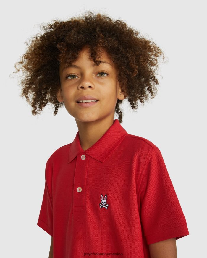 polo clásico para niños rojo brillante 2R46422543 Psycho Bunny