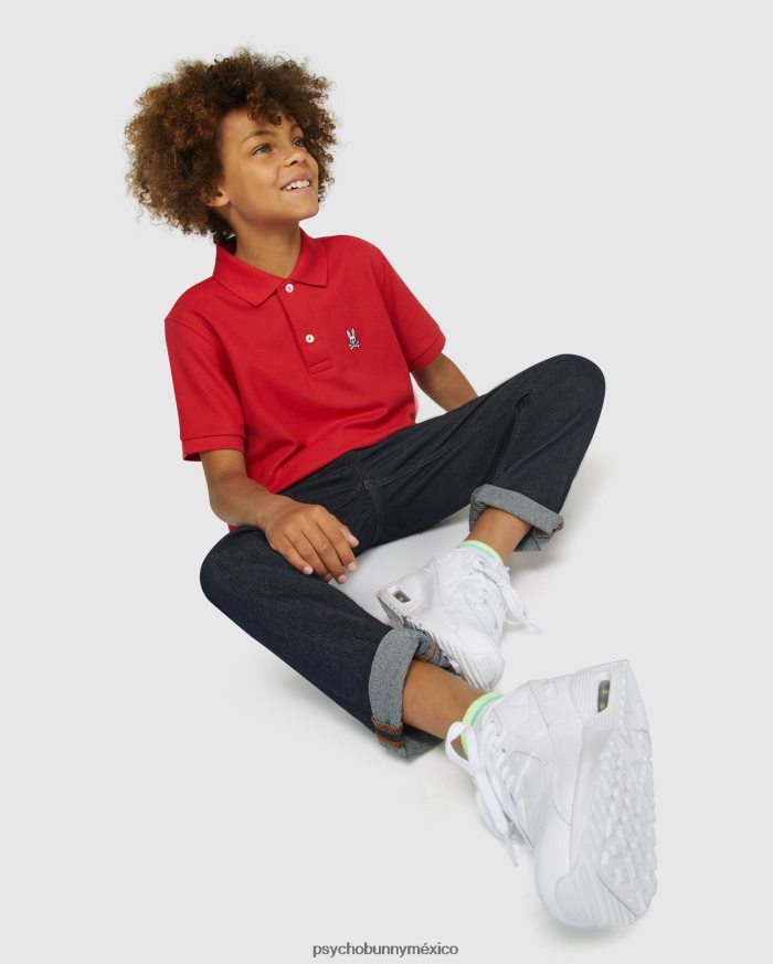 polo clásico para niños rojo brillante 2R46422543 Psycho Bunny