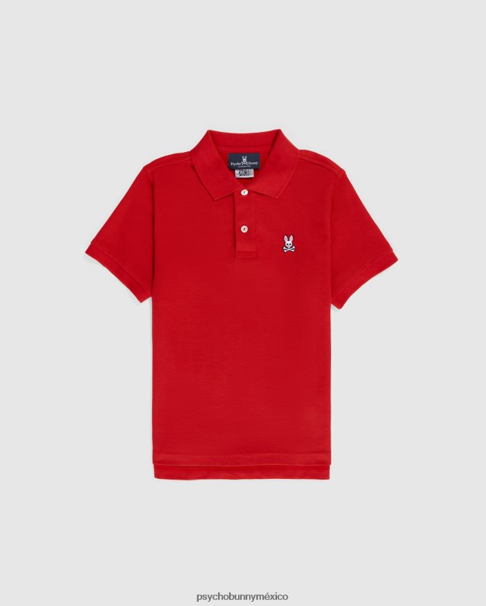 polo clásico para niños rojo brillante 2R46422543 Psycho Bunny