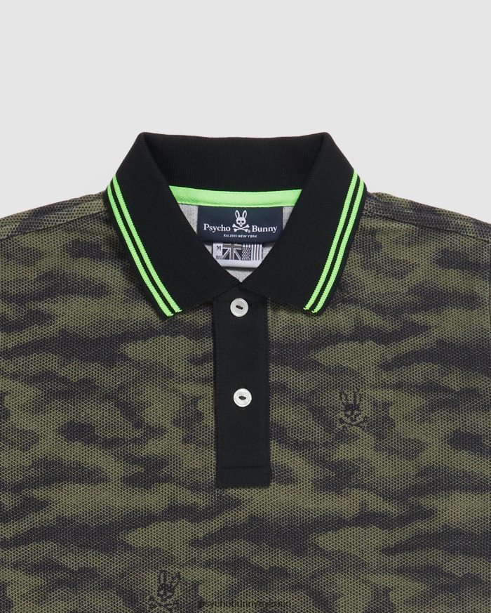 polo de moda de camuflaje rockaway para niños oliva oscuroR46422554 Psycho Bunny