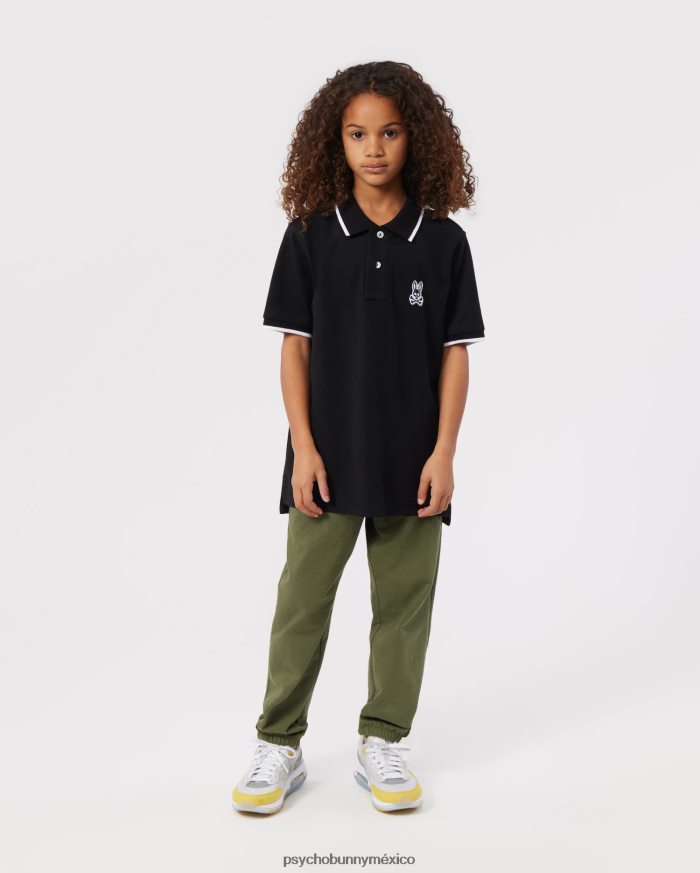polo de moda de piqué de sarga para niños negroR46422527 Psycho Bunny