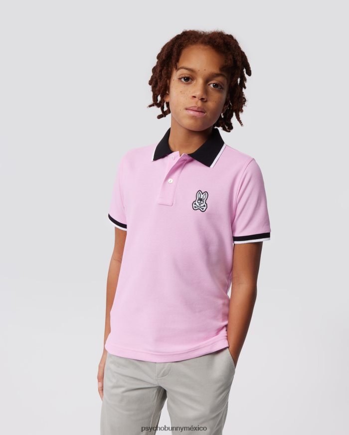 polo de moda de piqué de sarga para niños rosa puroR46422525 Psycho Bunny