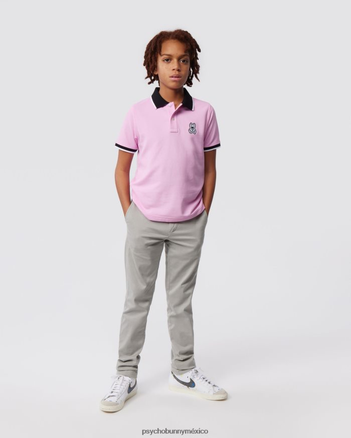 polo de moda de piqué de sarga para niños rosa puroR46422525 Psycho Bunny