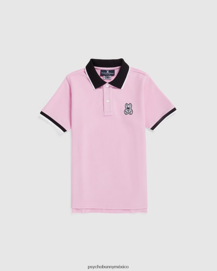 polo de moda de piqué de sarga para niños rosa puroR46422525 Psycho Bunny