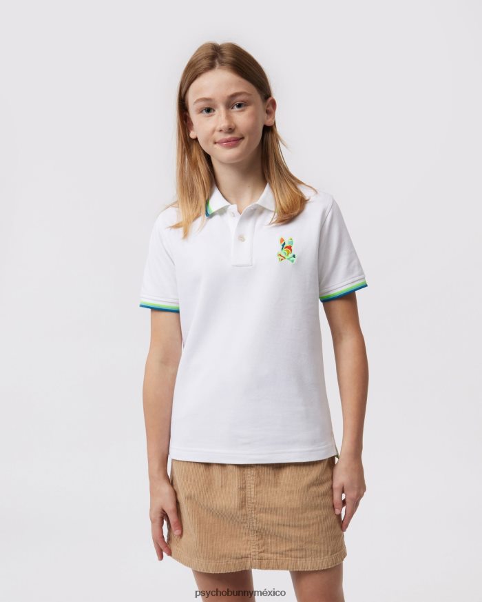 polo hilsboro de manga corta con cuello a rayas para niños blancoR46422553 Psycho Bunny