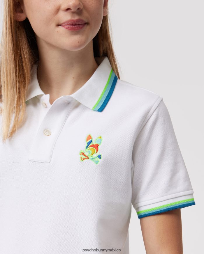 polo hilsboro de manga corta con cuello a rayas para niños blancoR46422553 Psycho Bunny