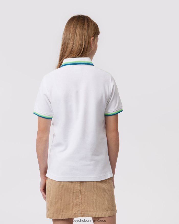 polo hilsboro de manga corta con cuello a rayas para niños blancoR46422553 Psycho Bunny