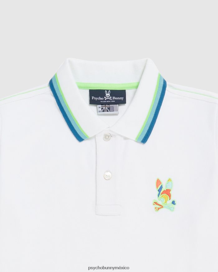 polo hilsboro de manga corta con cuello a rayas para niños blancoR46422553 Psycho Bunny