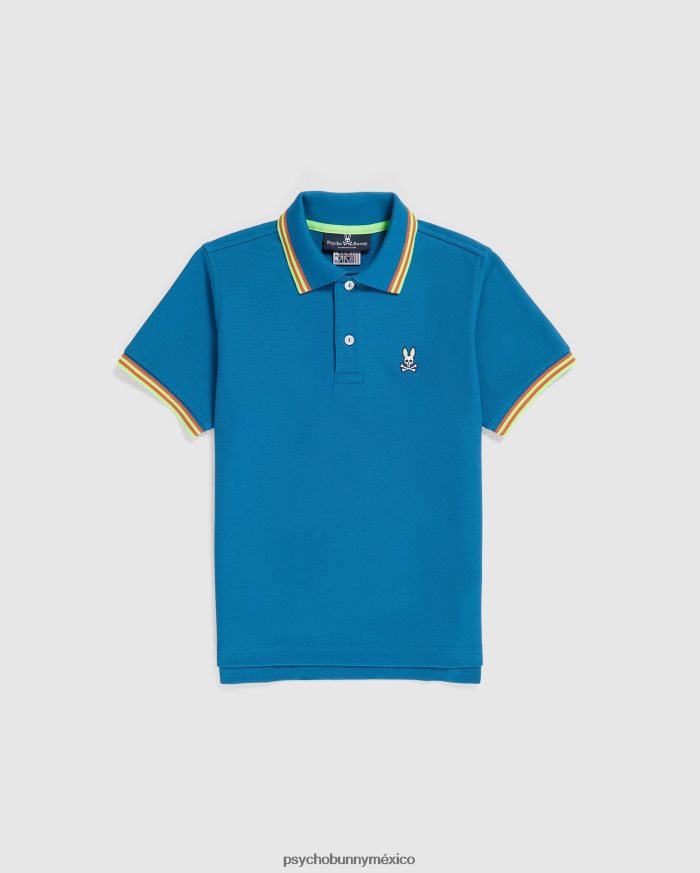 polo ochoco de niños con manga corta y cuello a rayas Mar EgeoR46422552 Psycho Bunny