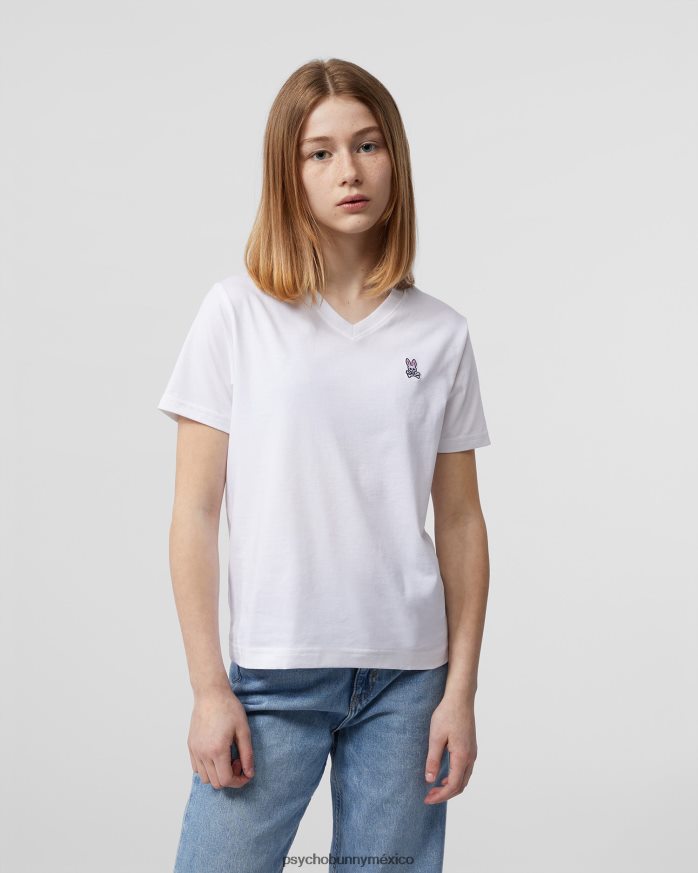 camiseta clásica con cuello en v para niños blancoR46422587 Psycho Bunny
