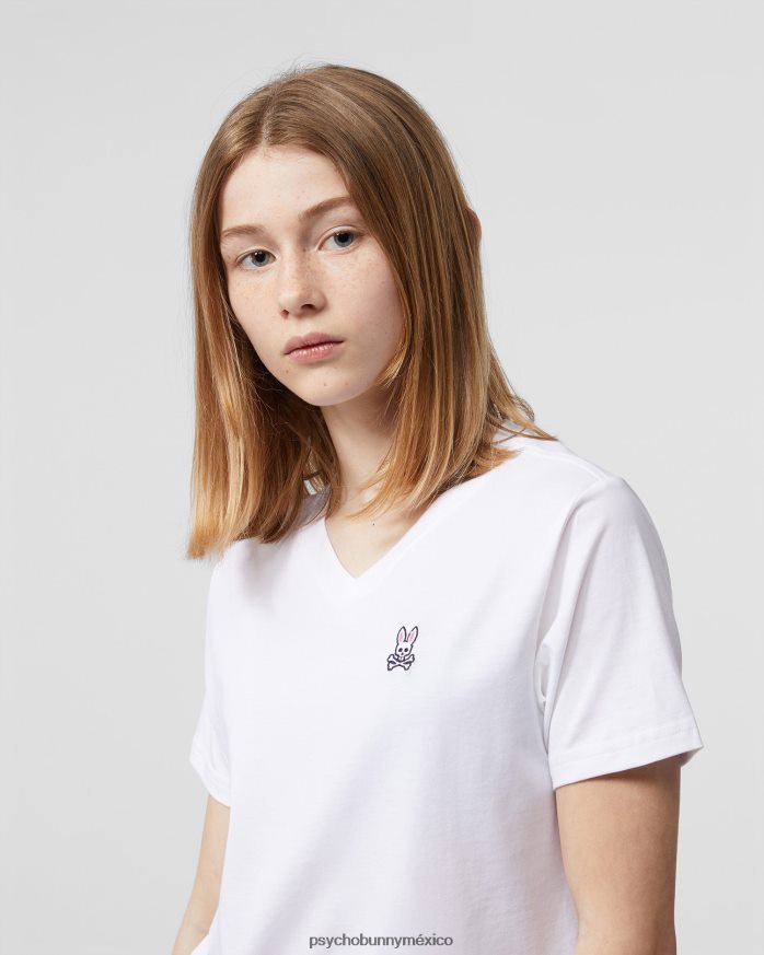 camiseta clásica con cuello en v para niños blancoR46422587 Psycho Bunny