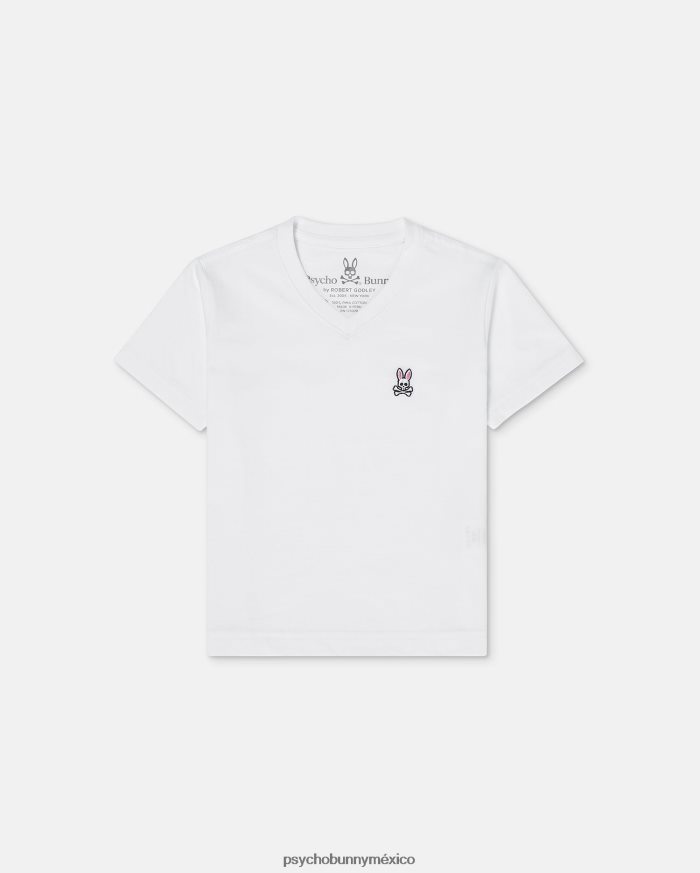 camiseta clásica con cuello en v para niños blancoR46422587 Psycho Bunny