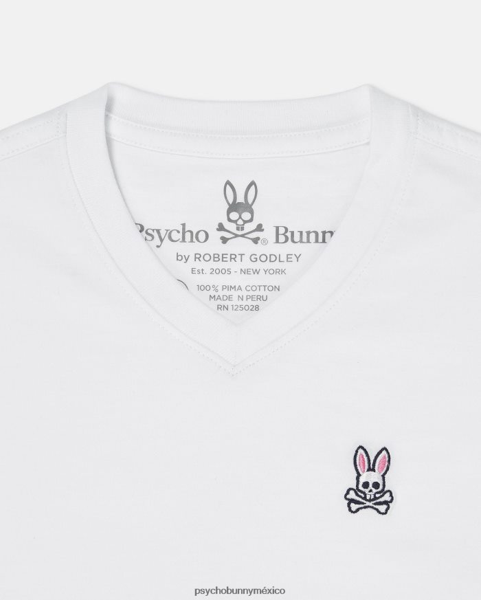 camiseta clásica con cuello en v para niños blancoR46422587 Psycho Bunny