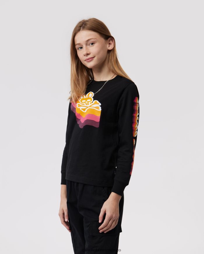 camiseta de manga larga con gráfico dalles para niños negroR46422593 Psycho Bunny
