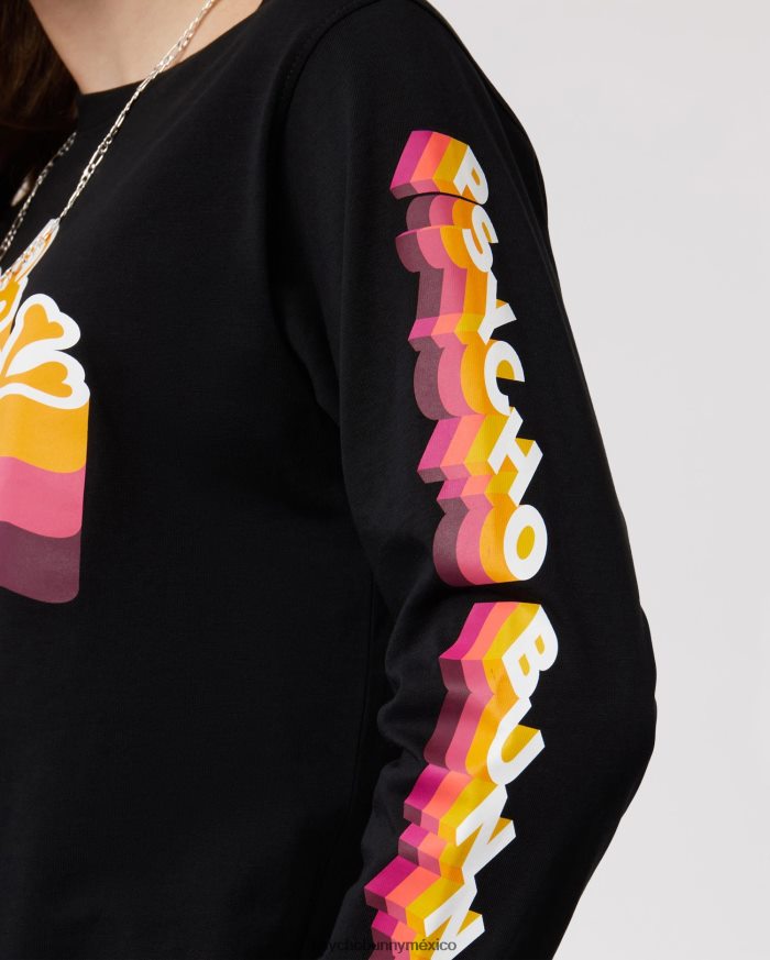 camiseta de manga larga con gráfico dalles para niños negroR46422593 Psycho Bunny