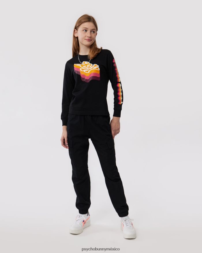 camiseta de manga larga con gráfico dalles para niños negroR46422593 Psycho Bunny