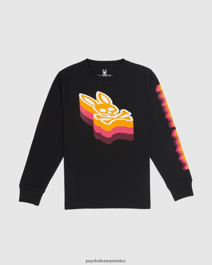 camiseta de manga larga con gráfico dalles para niños negroR46422593 Psycho Bunny