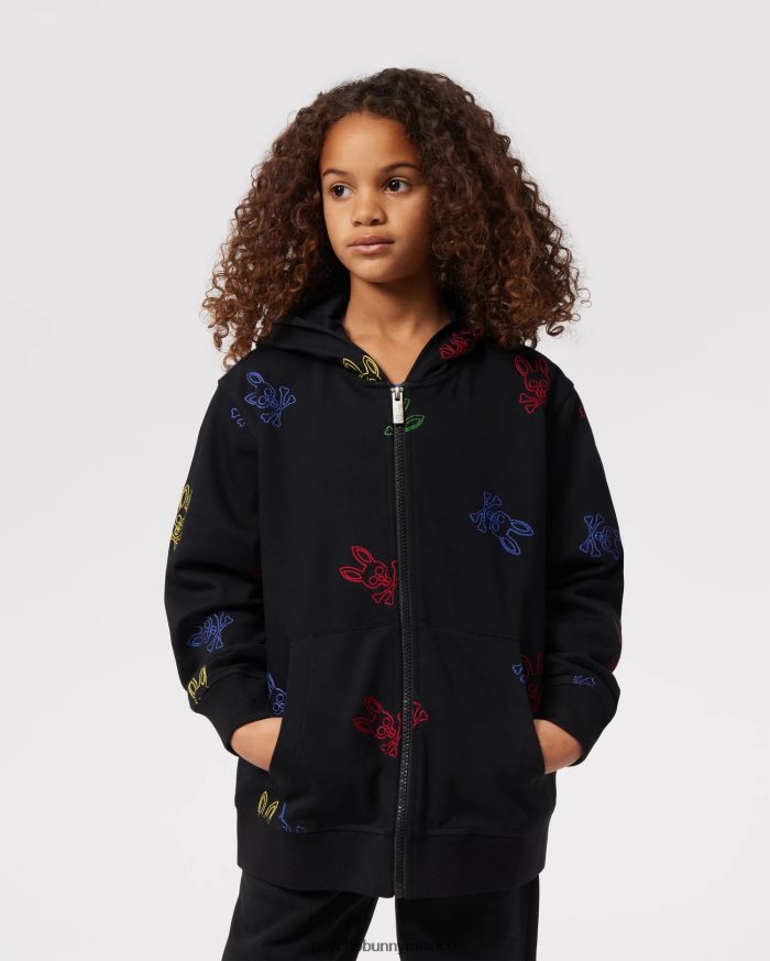 sudadera con capucha y cremallera con bordado de ligón para niños negroR46422627 Psycho Bunny