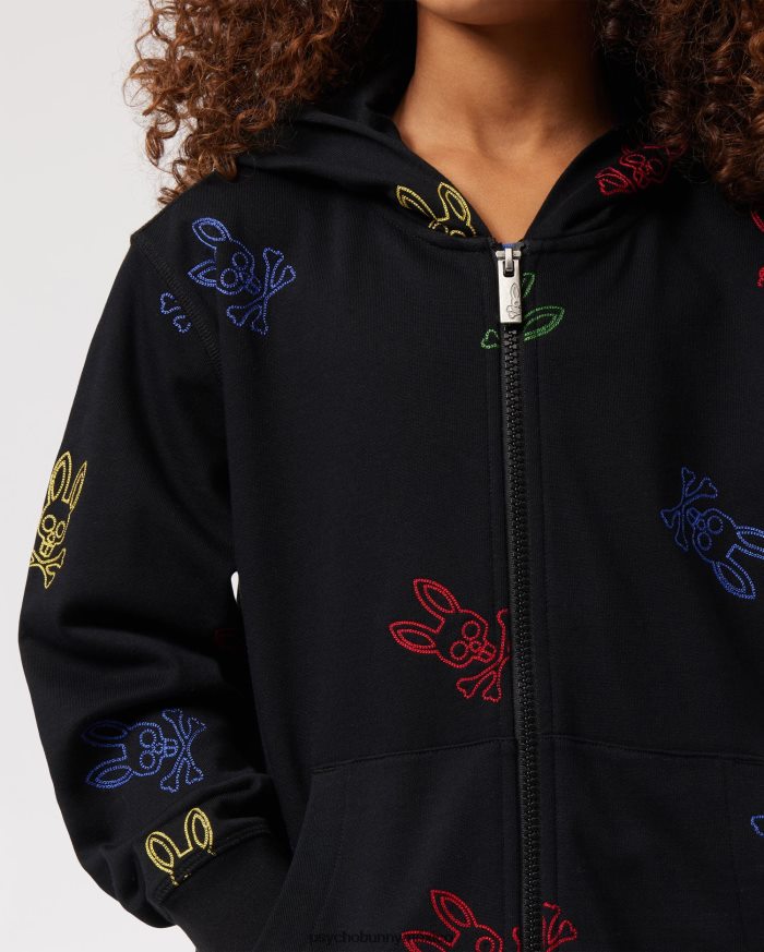 sudadera con capucha y cremallera con bordado de ligón para niños negroR46422627 Psycho Bunny