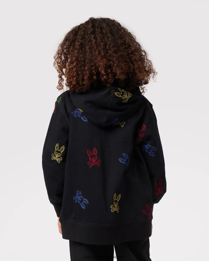 sudadera con capucha y cremallera con bordado de ligón para niños negroR46422627 Psycho Bunny