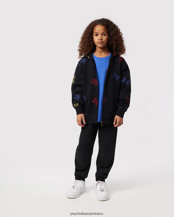 sudadera con capucha y cremallera con bordado de ligón para niños negroR46422627 Psycho Bunny