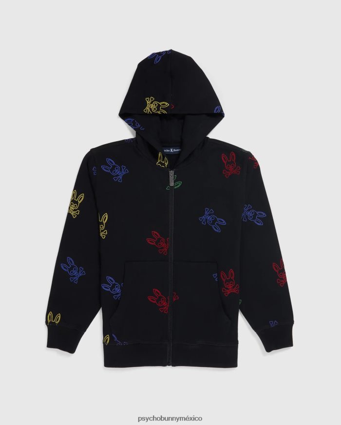 sudadera con capucha y cremallera con bordado de ligón para niños negroR46422627 Psycho Bunny