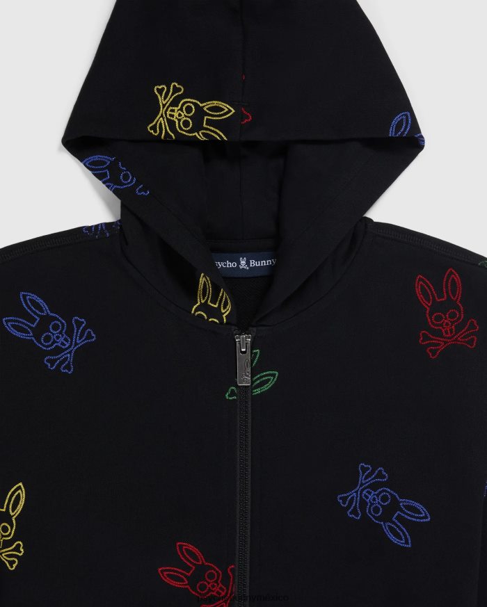 sudadera con capucha y cremallera con bordado de ligón para niños negroR46422627 Psycho Bunny