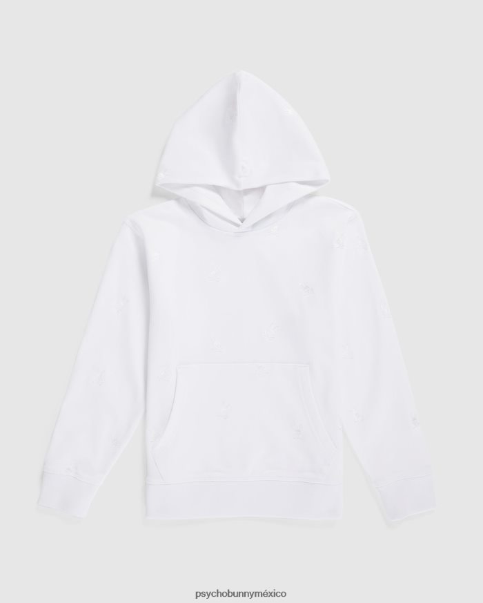 sudadera con capucha y popover con bordado de woad para niños blancoR46422619 Psycho Bunny